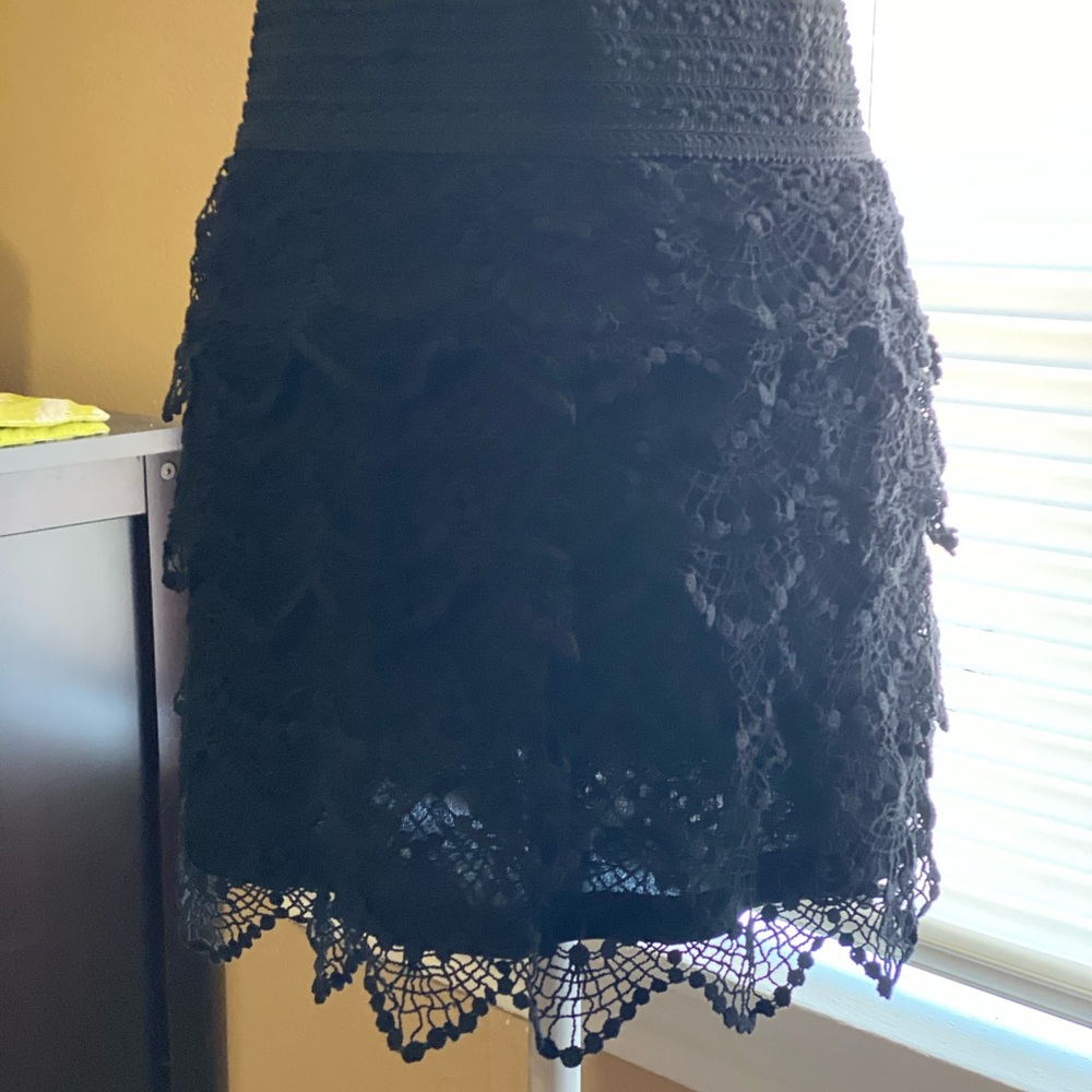 Stretch Black Lace Detail Skirt
